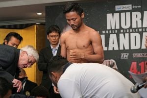 Pictured: Daigo Higa loses WBC flyweight belt on the scales
