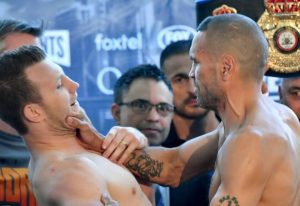 Mundine is Heated, Grabs Jeff Horn By The Throat at Weigh-In