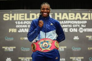 Shields dominates Habazin, wins titles in third weight class