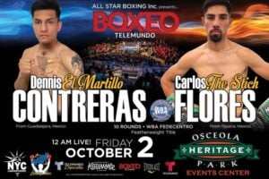 Contreras vs. Flores Tops October 2 Boxeo Telemundo Fall Season Premiere