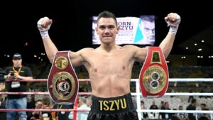 Tim Tszyu decks Dennis Hogan, scores impressive fifth-round stoppage