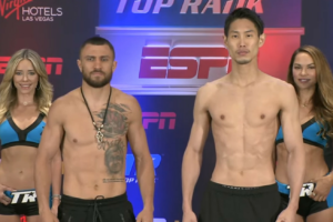 Weights: Lomachenko and Nakatani both at 134½