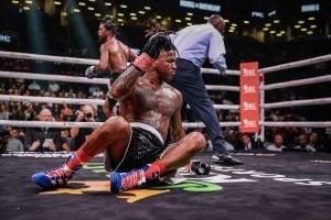 Gary Antuanne Russell stops Rances Barthelemy in a controversial finish on Garcia-Benavidez undercard