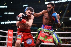 Jaron ‘Boots’ Ennis goes 12 for the first time topping Karen Chukhadzhian on the Davis-Garcia undercard