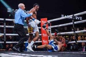 Subriel Matias takes the vacant IBF junior welter title by stopping Jeremias Ponce in five