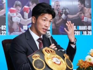 Ryota Murata officially announces his retirement at a ceremony in Tokyo