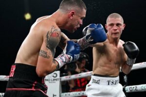 Nikita Tszyu shows growth in late stoppage of Koen Mazoudier in Sydney