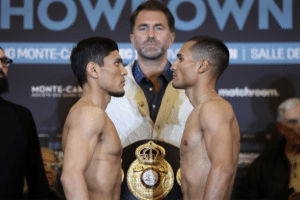 Murodjon Akhmadaliev and Ricardo Espinoza Franco make weight in Monaco