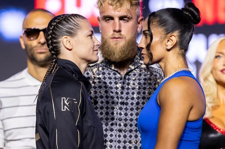 Katie Taylor and Amanda Serrano hit the scales ahead of trilogy bout