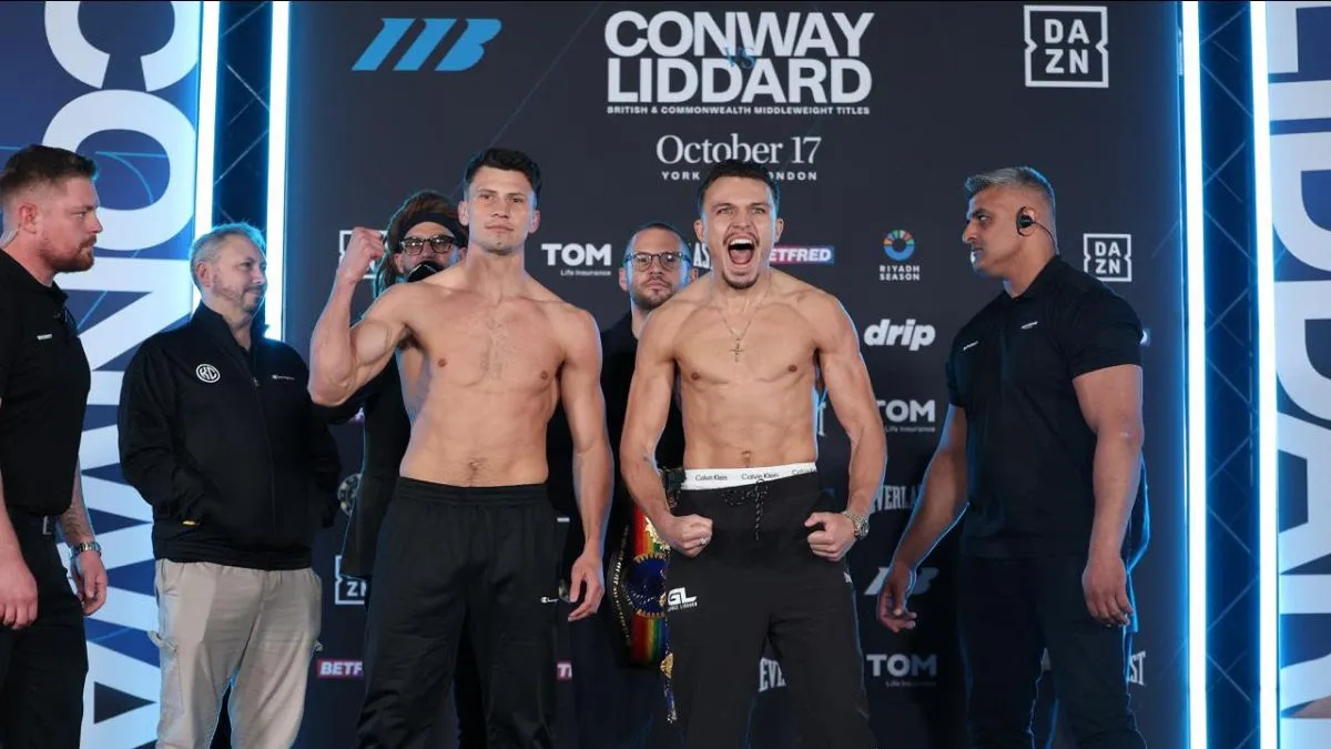 Kieron Conway and George Liddard make weight ahead of British title fight