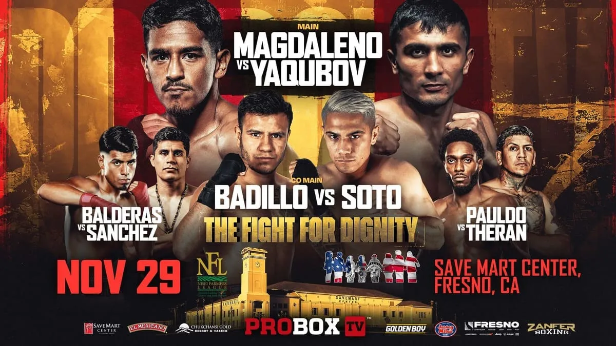 Magdaleno vs. Yaqubov, Badillo vs. Soto set for November 29