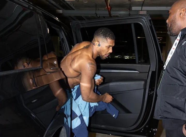 Anthony Joshua comes in under the 245lb weight limit for Jake Paul clash