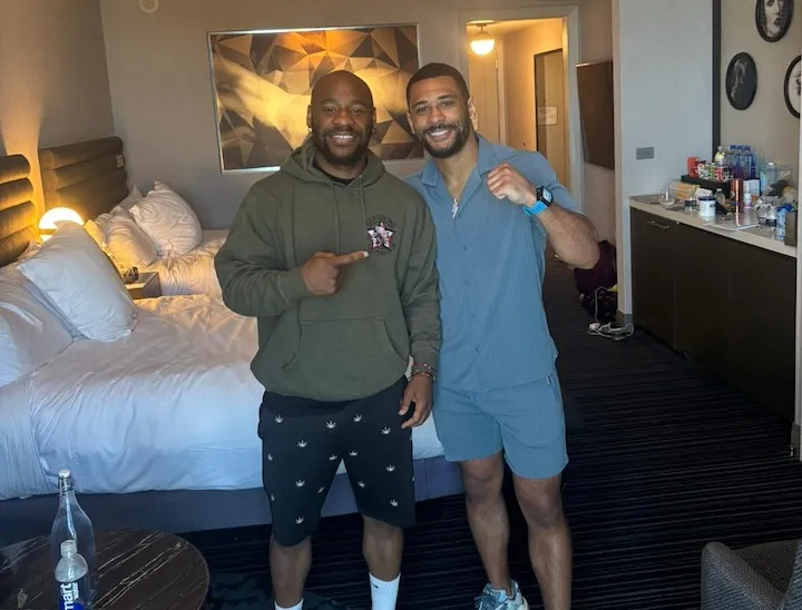 Brandon Adams and Caoimhin Agyarko react to their fight falling apart