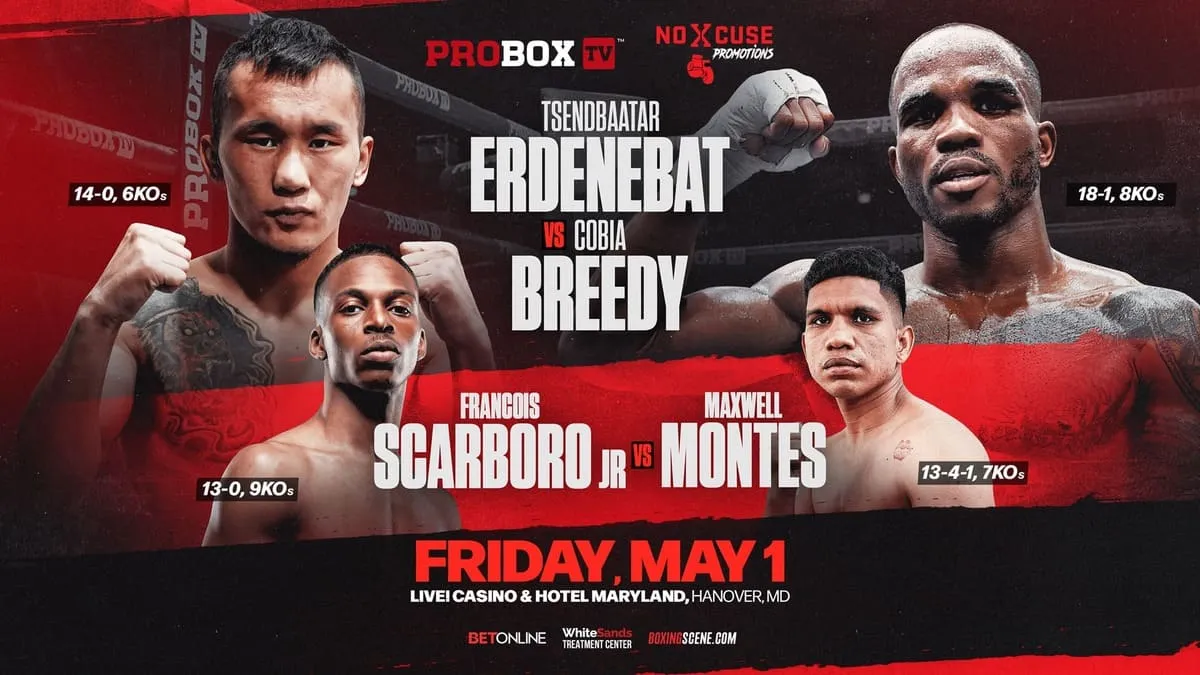 Tsendbaatar Erdenebat-Cobia Breedy headlines May 1 on ProBox