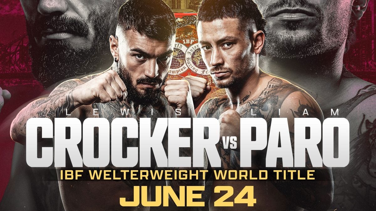 Event poster for Lewis Crocker's & Liam Paro's IBF World Welterweight Championship fight on June 24, 2026, at Pat Rafter Arena in Brisbane