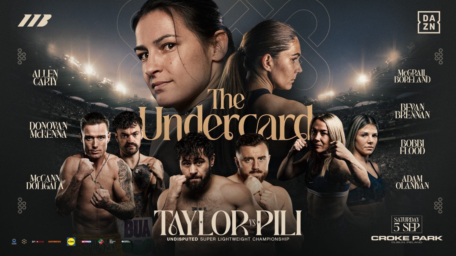 Promotion poster for the undercard of Katie Taylor's final fight against Flora Pili at Dublin's Croke Park on September 5