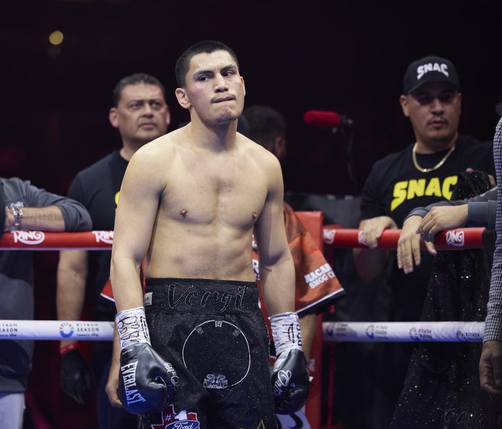Vergil Ortiz Jr. in the ring before his Interim WBC World Super Welterweight title fight with Israil Madrimov,