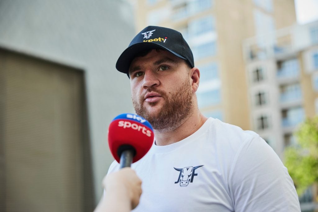 Johnny Fisher talks to the media ahead of his rematch with Dave Allen