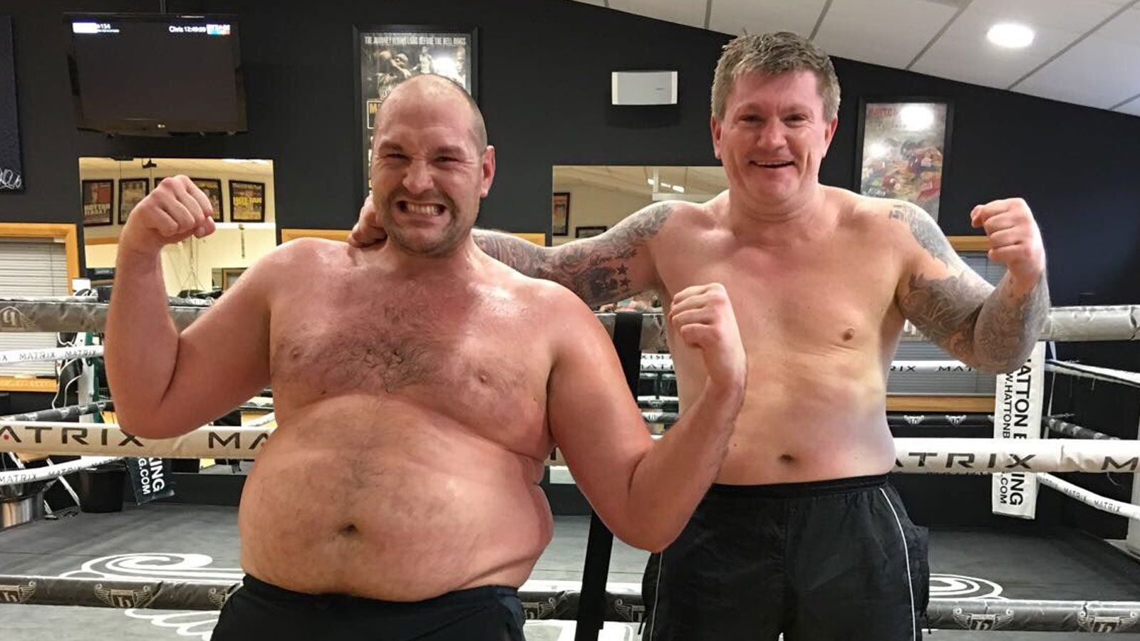 Tyson Fury pictured training with the late Ricky Hatton