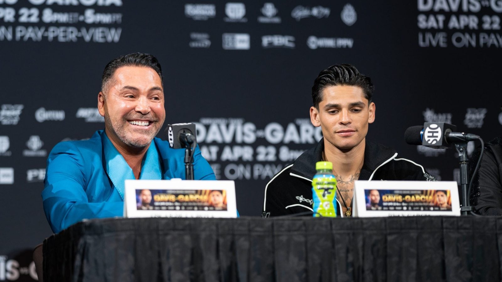Oscar De La Hoya and Ryan Garcia together for final press conference ahead of Garcia's fight against Gervonta Davis.