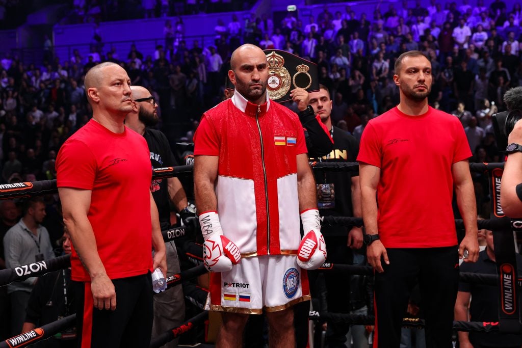 Murat Gassiev in the ring ahead of his WBA world title defence against Peter Kadiru.