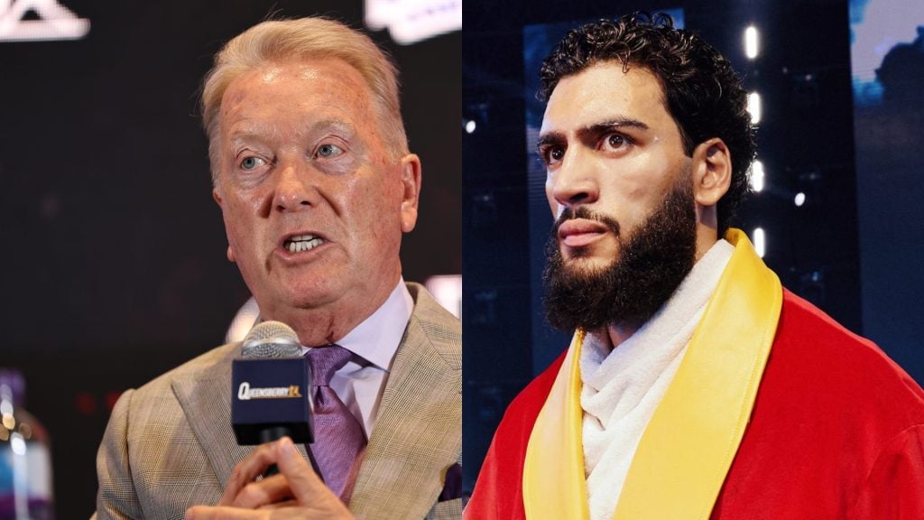 Frank Warren speaks at the launch press conference for Daniel Dubois vs Fabio Wardley 2 / Hamzah Sheeraz ring-walks for his WBO title bout against Simon Zachenhuber.