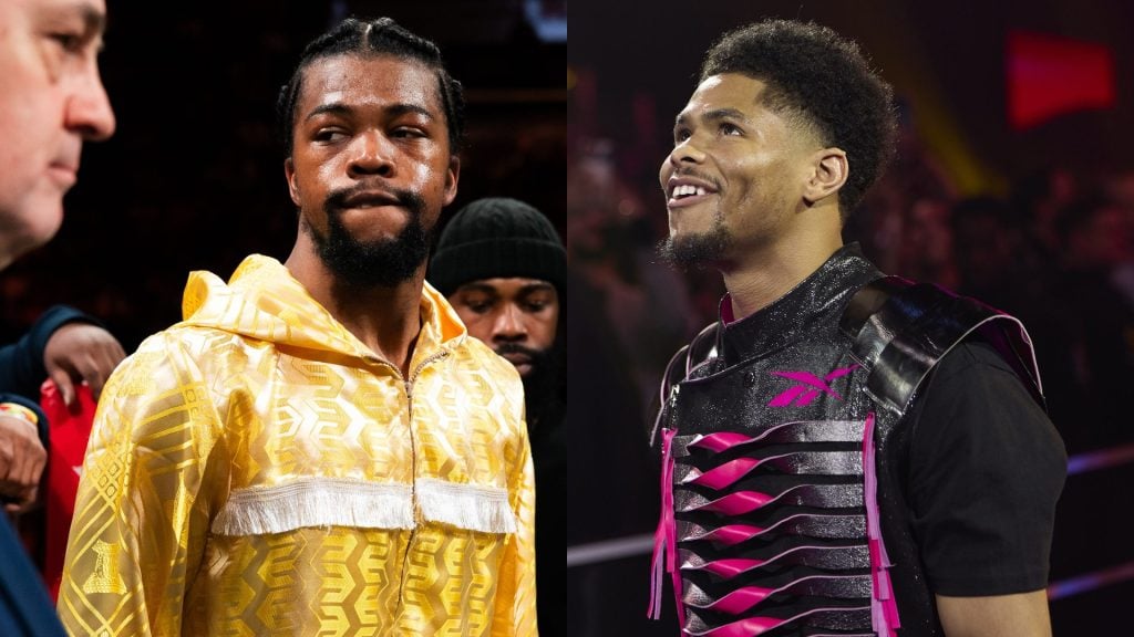 Gary Antuanne in the ring before his fight with José “Rayo” Valenzuela. / Shakur Stevenson in the ring before his WBC World Lightweight Title with Josh Padley.