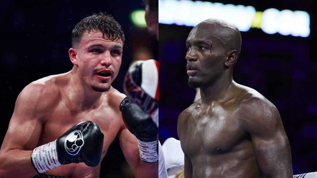 George Liddard during his British and Commonwealth middleweight title defence against Tyler Denny. / Michel Soro in the ring after his WBA super-welterweight eliminator against Israil Madrimov ended in a second-round technical draw following an accidental clash of heads that left him cut above his left eye.